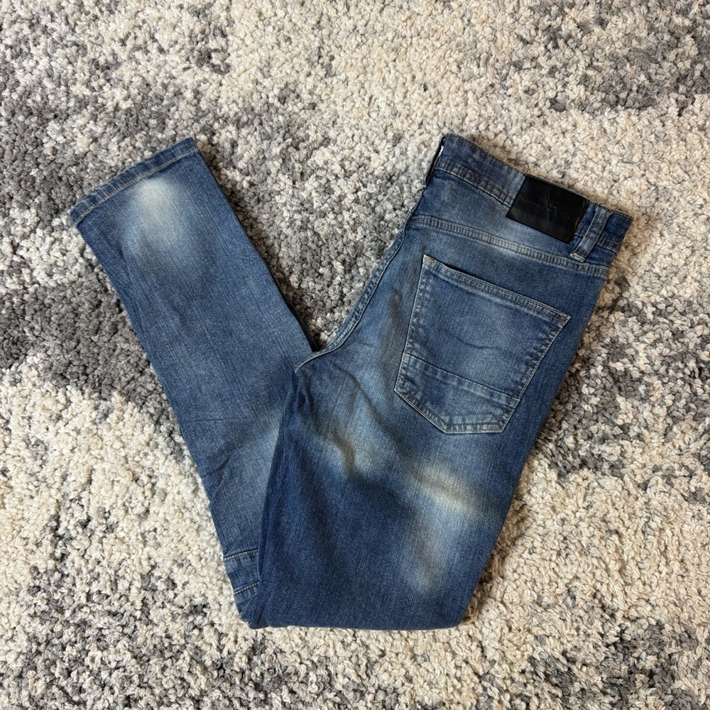 Marc Ecko, Men’s Skinny Fit Medium Wash Distressed Denim Jeans, 32x32